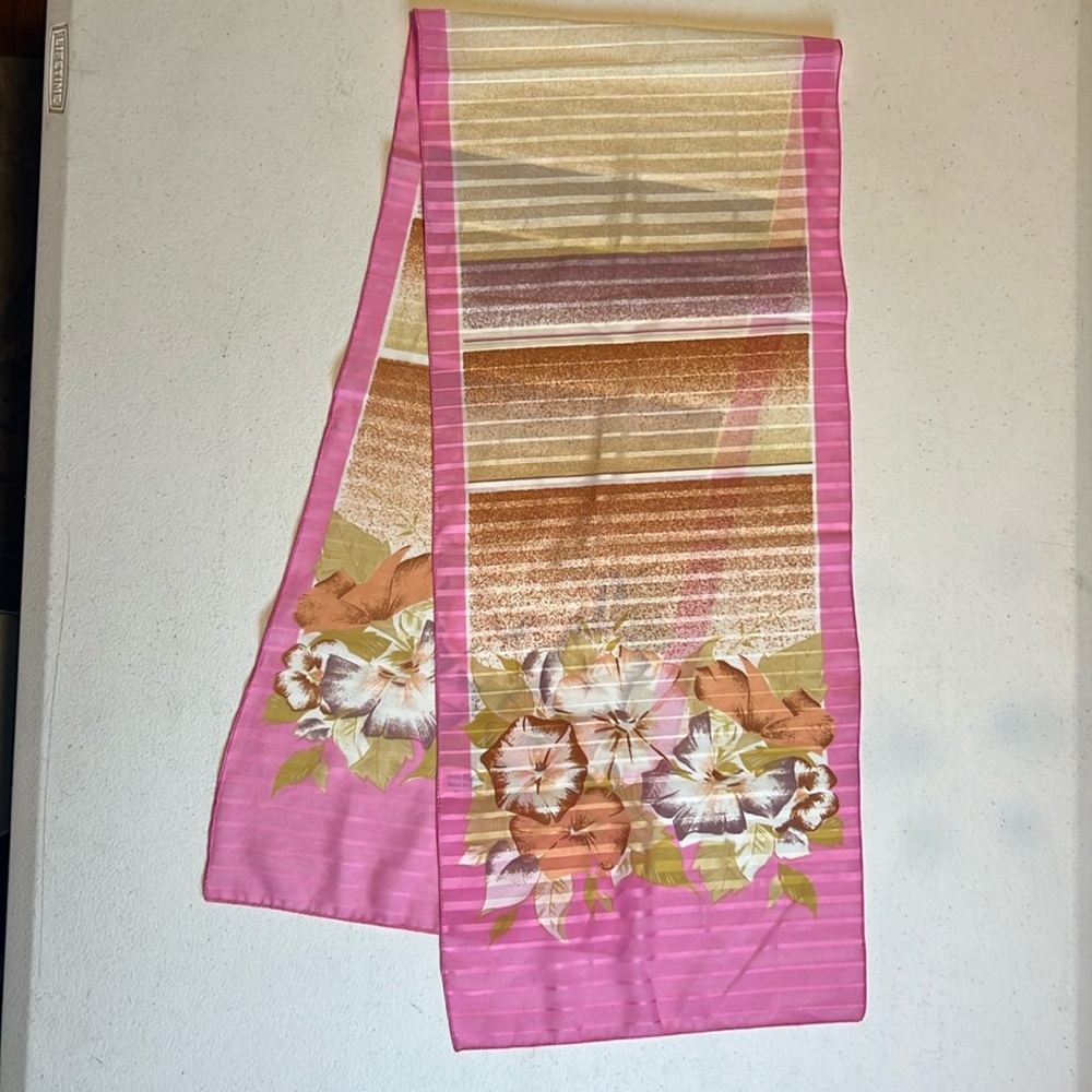 Pink Floral Scarf Made in Italy Spring Summer Lightweight Feminine